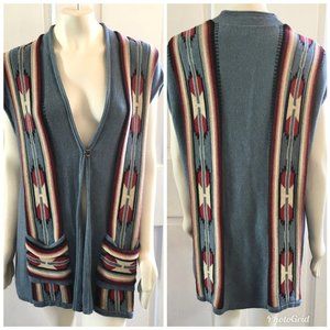 CHAPS Southwestern Print Tunic Cardigan Vest SZ 2X